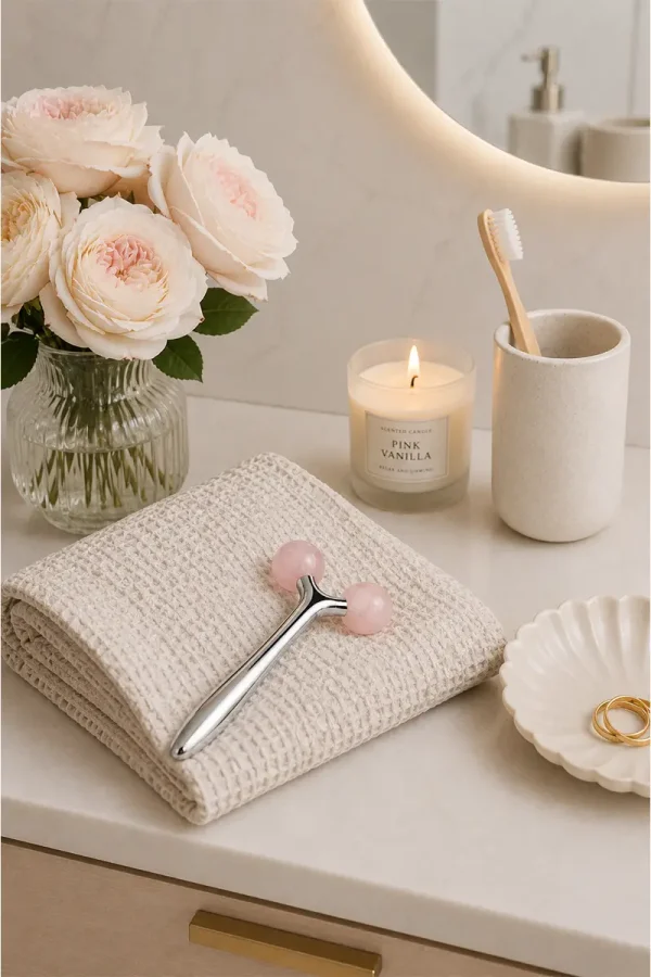 3D Roller Facial Massager with Rose Quartz
