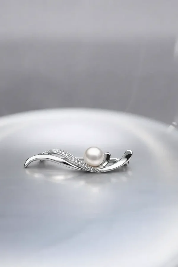 Silver Brooch with Pearl