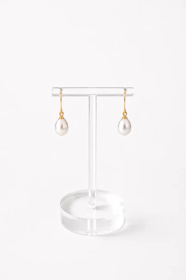 Pozłacane kolczyki z perłami PEARL DROP FINE