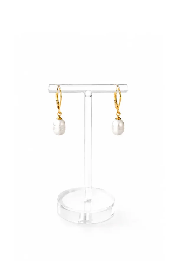 Pendientes bañados en oro con perlas barrocas PEARL GRAIN