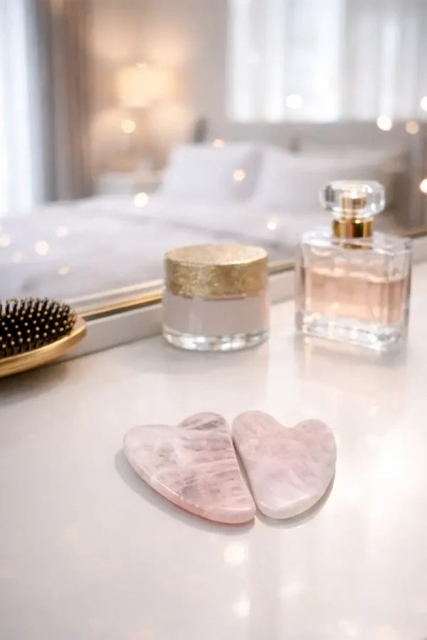 Gua Sha Scraper ROSE QUARTZ SET